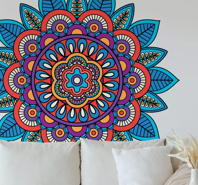 Wandtattoo floral Helles buntes mandala - TenStickers