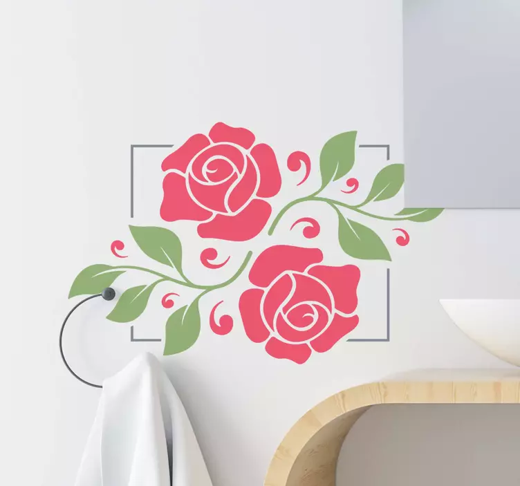 Spiegel Aufkleber Romantischer blumenrahmen - TenStickers