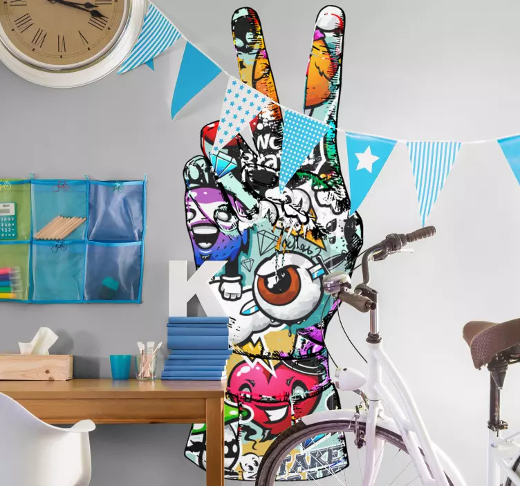 Aufkleber heavy metal bunte friedenshand - TenStickers