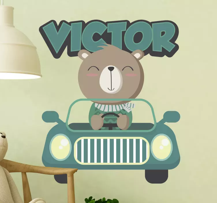 Aufkleber Radsport bär fährt auto - TenStickers