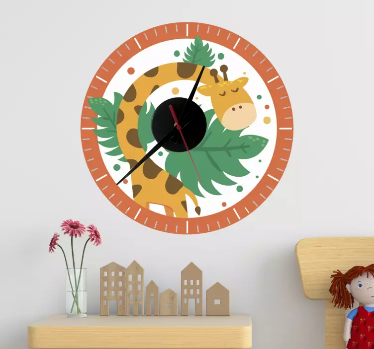 Wandtattoo Uhr Kinderuhr mit Giraffe - TenStickers