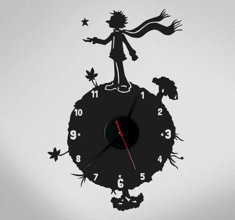 Wandtattoo Uhr Kleiner Prinz Silhouette - TenStickers