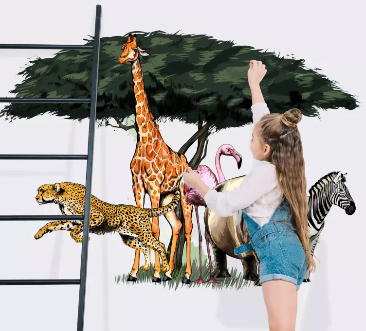 Wandtattoo Wildes Tier Mehrfarbige dschungeltiere - TenStickers