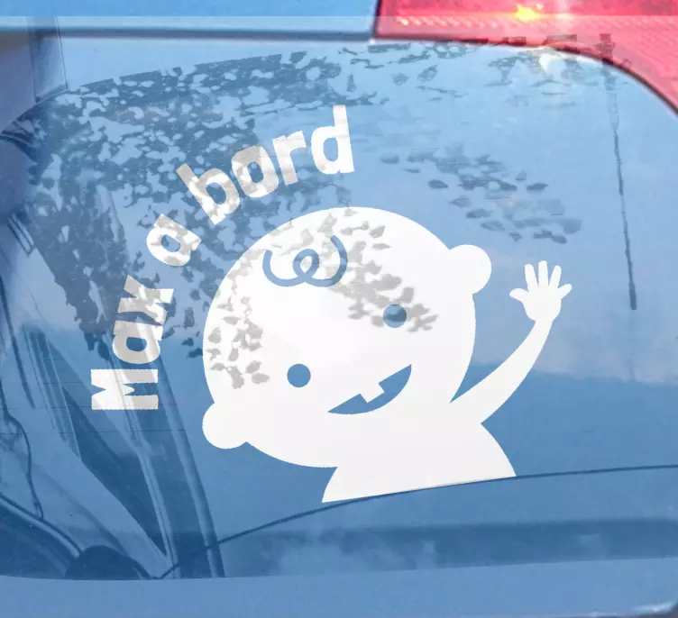 Baby on Board Aufkleber Einfarbig winkendes baby mit Namen - TenStickers