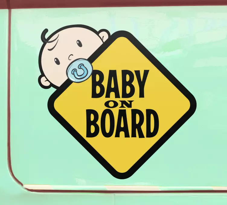 Baby on Board Aufkleber Gelbes schild mit süßem Kind - TenStickers