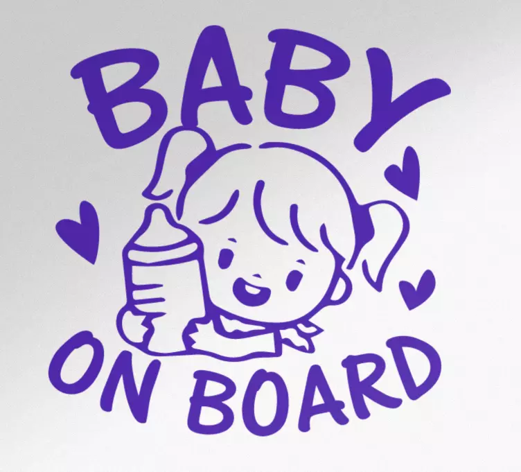 Baby on Board Aufkleber Kleines mädchen mit flasche - TenStickers