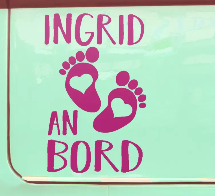 Baby on Board Aufkleber Süßes fußherz mit Namen - TenStickers