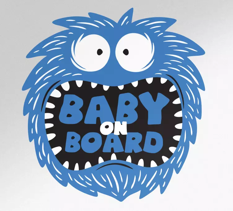 Baby on board aufkleber flauschiger blauer charakter - TenStickers