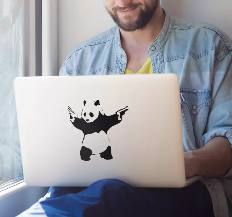 Laptop Sticker Banksy Panda - TenStickers