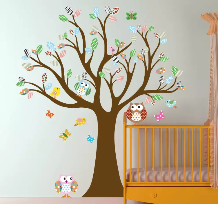 Wandtattoo Baum mit Eulen Kinder - TenStickers