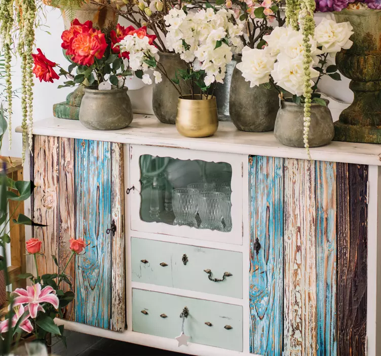 Bemalte holz wohnzimmer Wandtattoo - TenStickers