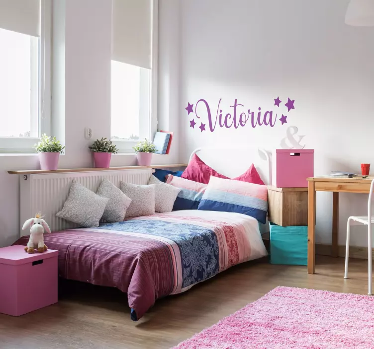 Wandtattoo Schlafzimmer Name und Sterne - TenStickers