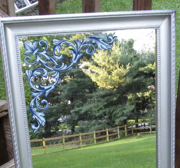 Spiegel Aufkleber blaue Blumenverzierungen - TenStickers