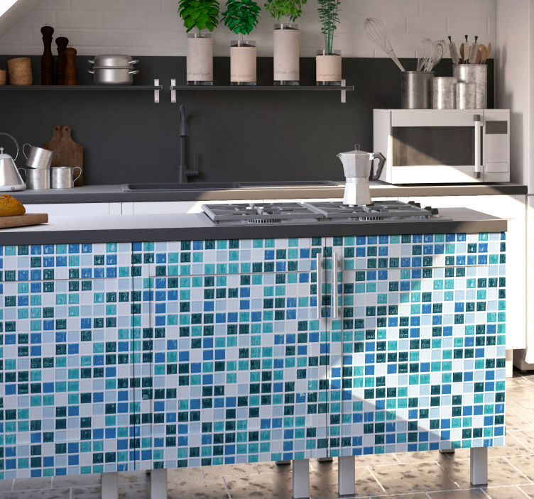 Blaue mosaik vinyltapete - TenStickers