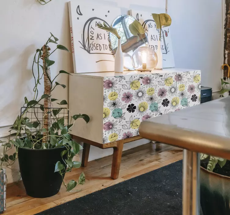 Blühende blumen möbelaufkleber - TenStickers