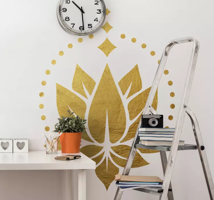 Wandtattoo Blume Goldener lotus - TenStickers