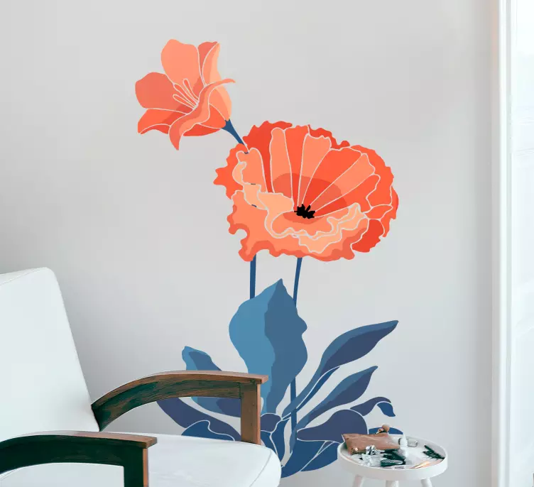 Wandtattoo Blume Rot gezeichnete blumen - TenStickers
