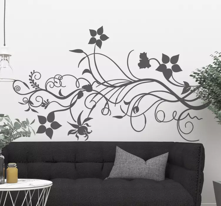 Wandtattoo Wohnzimmer Blumen Verzweigung - TenStickers