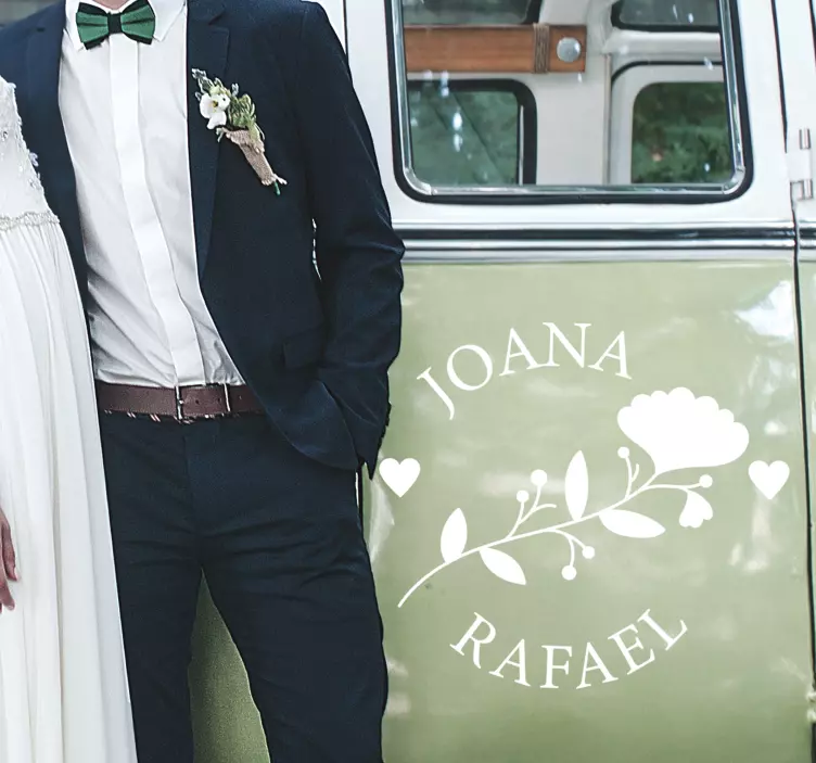 Braut und bräutigam name hochzeit aufkleber - TenStickers