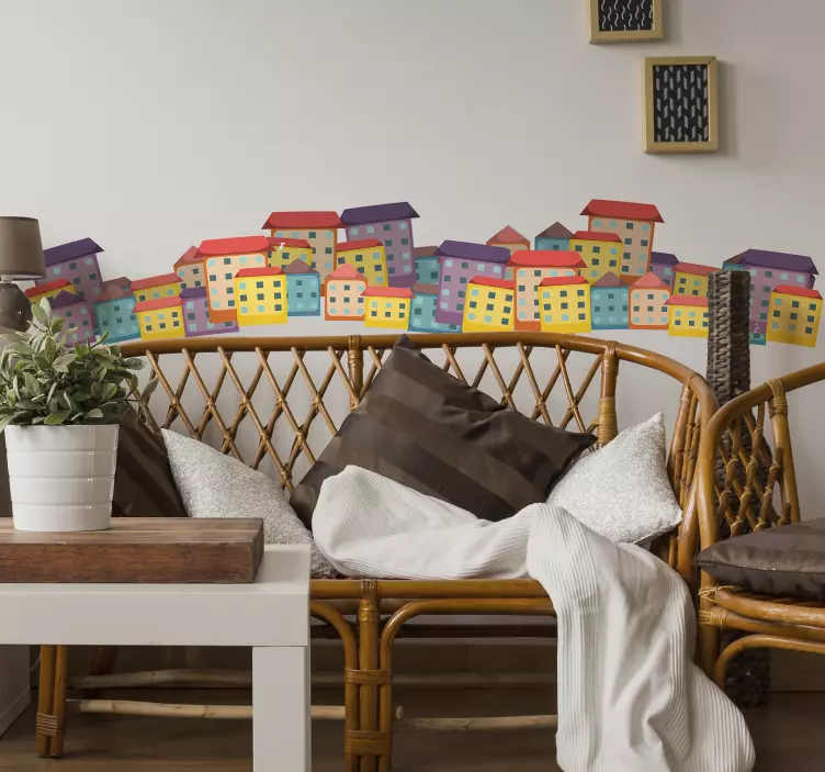 Bunte häuser wohnzimmer Wandtattoo - TenStickers