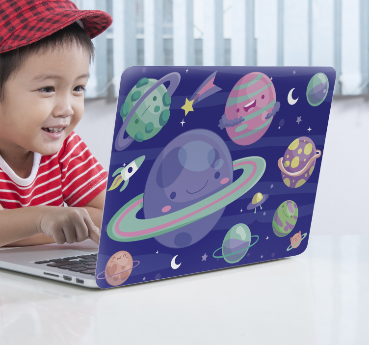Bunter Planeten Laptopaufkleber - TenStickers