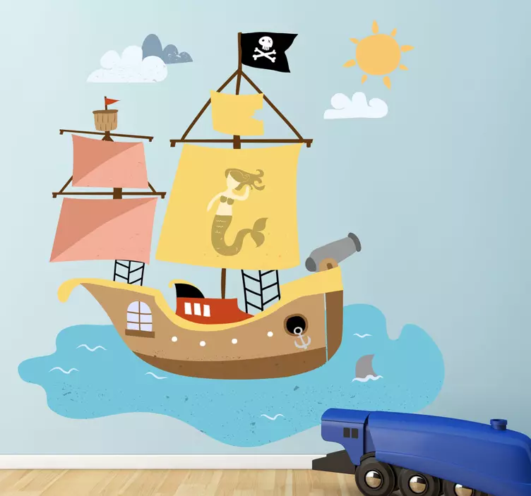 Buntes Piratenschiff Aufkleber - TenStickers