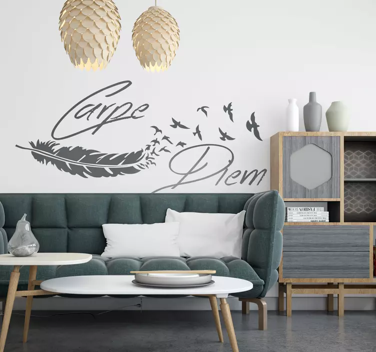 Wandtattoo Carpe Diem Feder - TenStickers