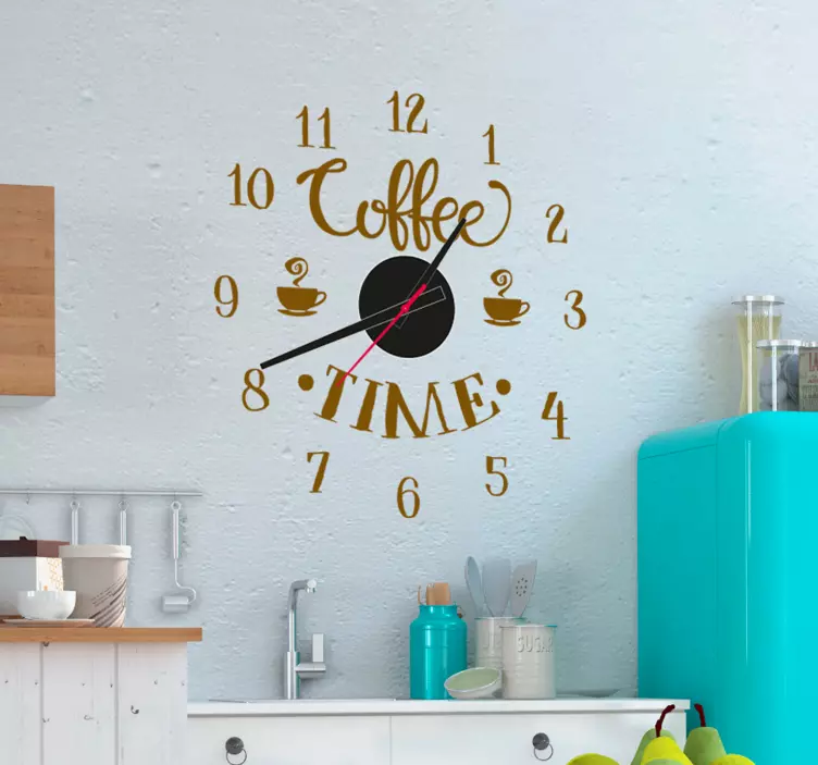 Coffee Time Wanduhr Aufkleber - TenStickers