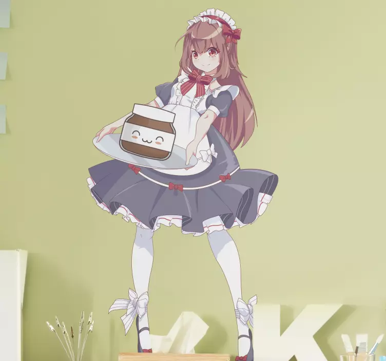 Wandsticker Comic Anime mädchen mit nutella - TenStickers