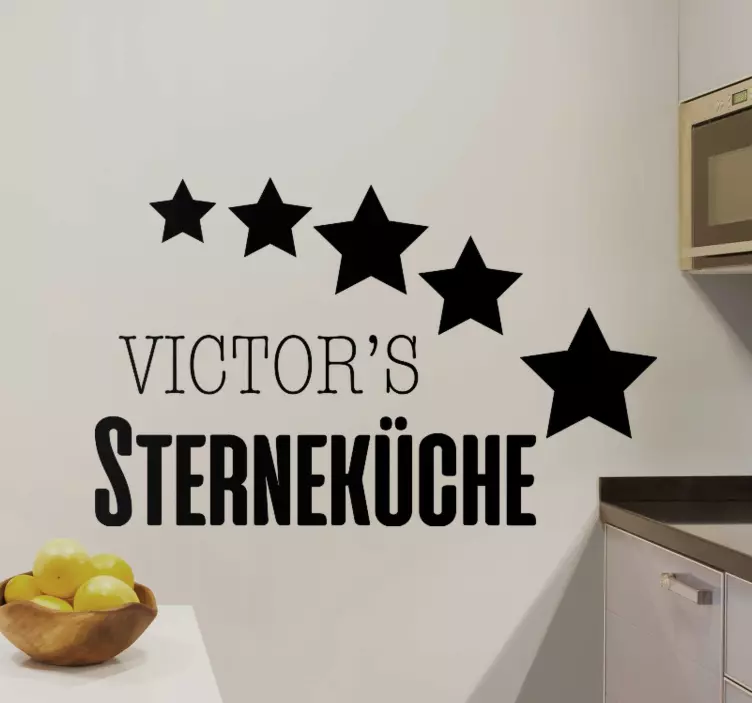 Wandtattoo Deutscher Spruch Sternenküche mit personalisiertem Nam - TenStickers