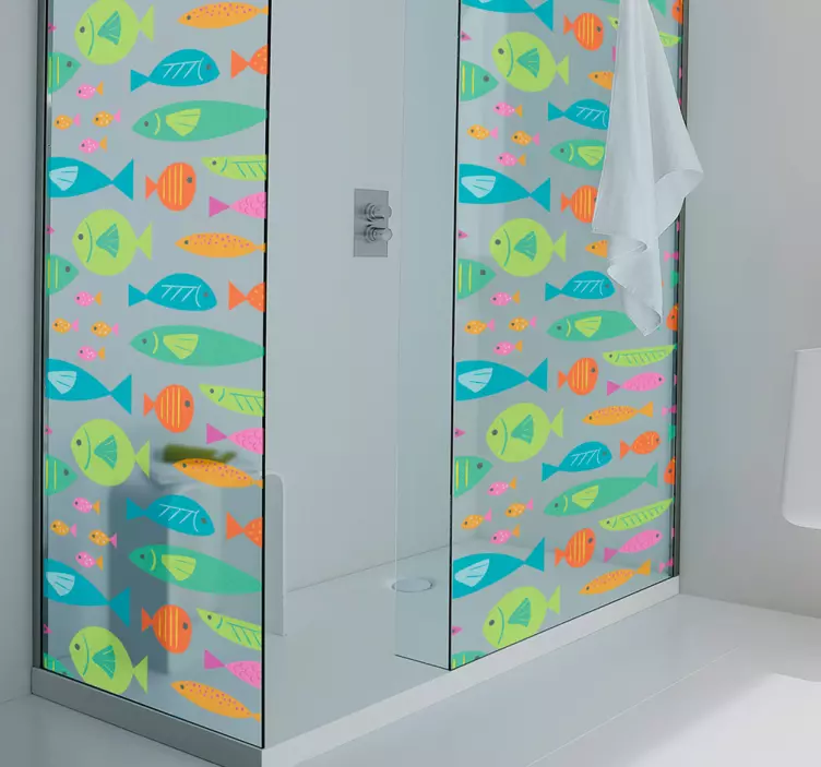 Dusche Aufkleber bunte Fische - TenStickers