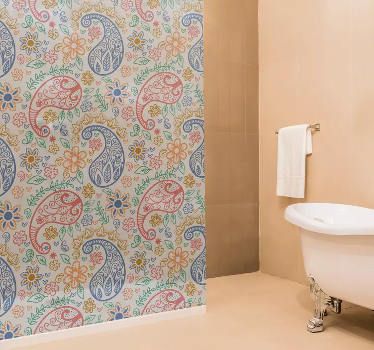Klebefolie Dusche Buntes paisley - TenStickers