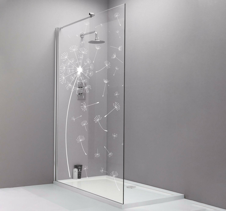 Klebefolie Dusche Einfarbiger löwenzahn, der im wind fliegt - TenStickers