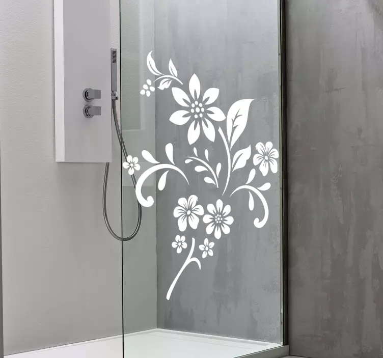 Klebefolie Dusche Einfarbiges blumendesign - TenStickers