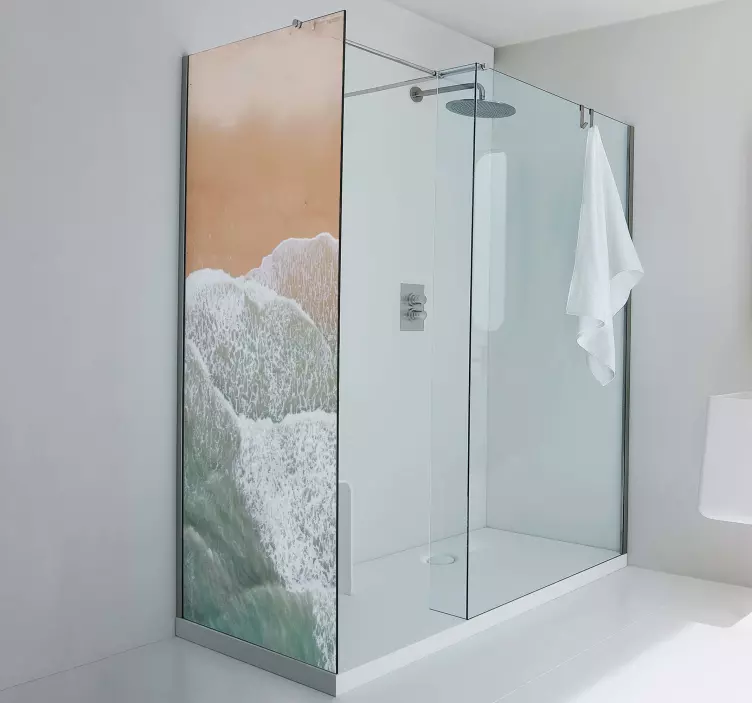 Klebefolie Dusche Meer mit großen wellen - TenStickers