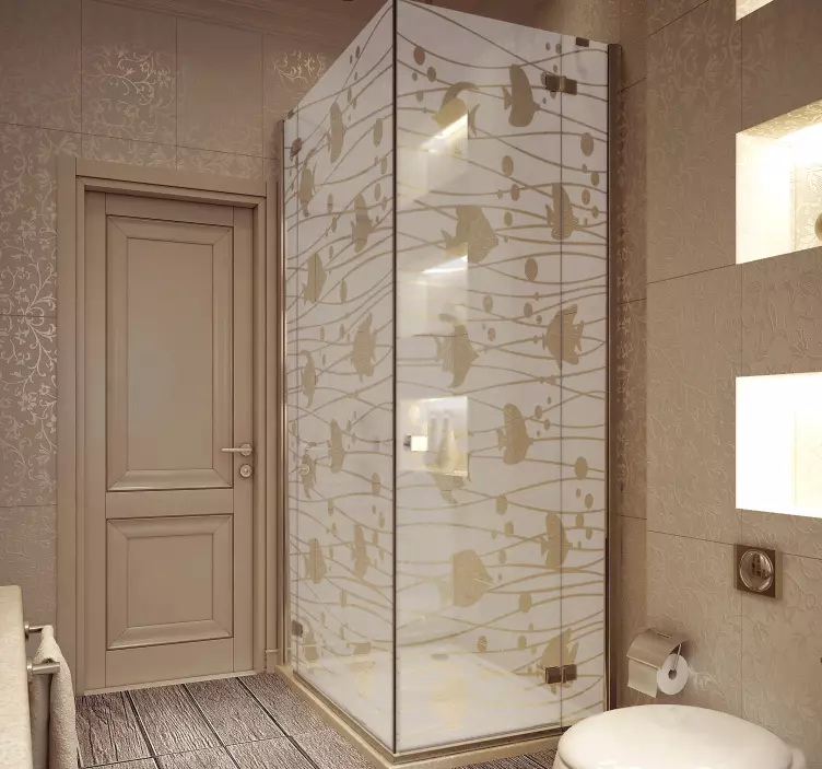 Duschwand Aufkleber Fische und Blasen - TenStickers