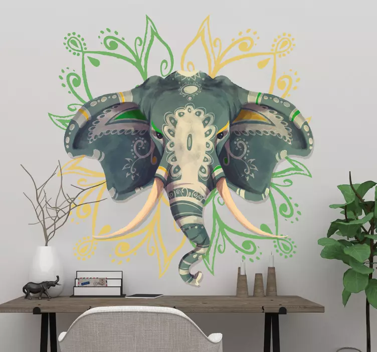 Elefant Mandala Wandaufkleber - TenStickers
