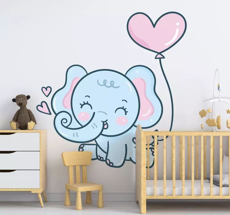 Elefantenbaby mit herzen Wandtattoo Kinder - TenStickers