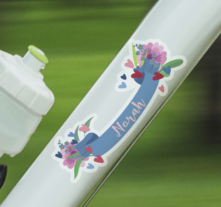 Fahrrad aufkleber mit floralem personalisiertem banner - TenStickers