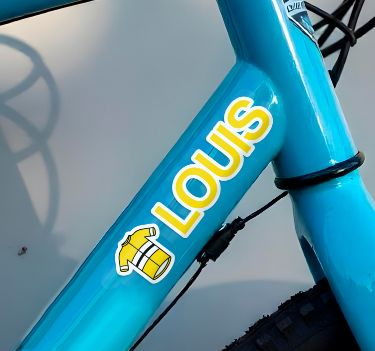 Fahrrad Aufkleber personalisiertes gelbes Radtrikot - TenStickers