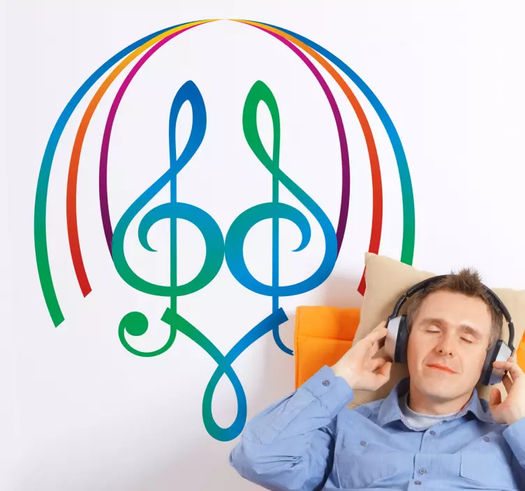 Farbenfrohe Notenschlüssel Aufkleber - TenStickers