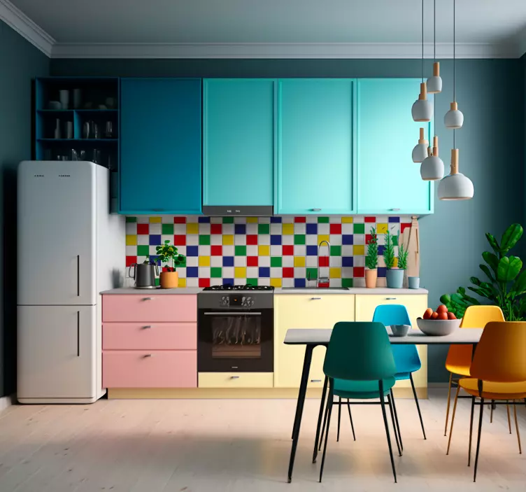 Farbenfrohe Selbstklebende Folie Fliesen - TenStickers