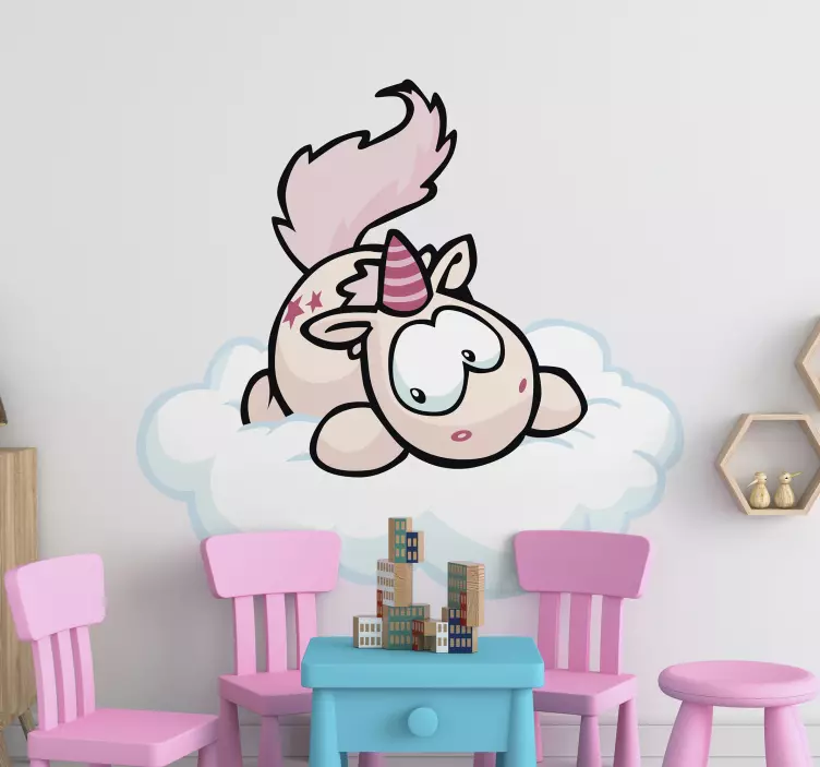 Wandtattoo Elfen Einhorn auf Wolke - TenStickers
