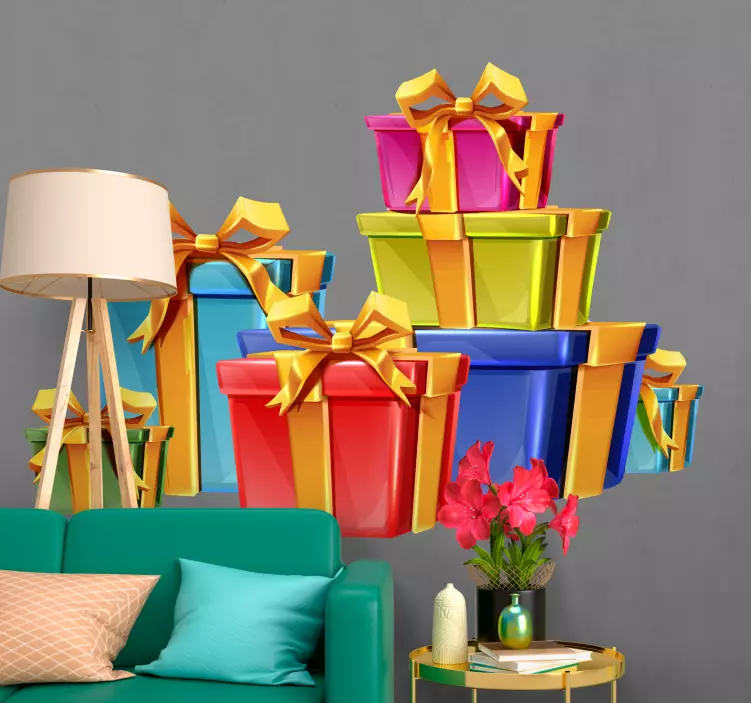 Feiertag Wandtattoo bunte geschenkboxen - TenStickers
