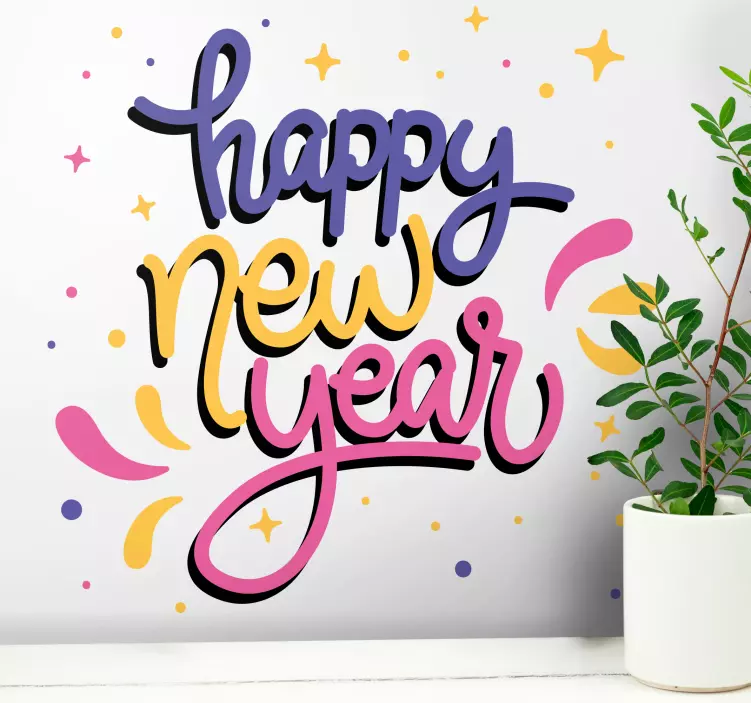 Weihnachtssticker bunte neujahrsgrüße - TenStickers