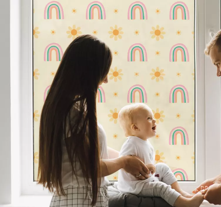 Fenster Aufkleber Blumen und regenbogen - TenStickers