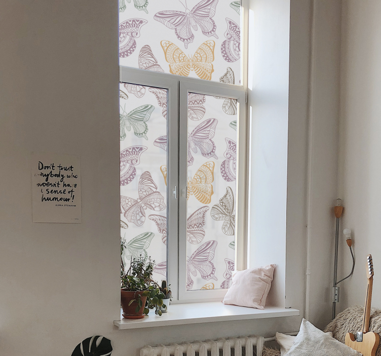 Fenster Aufkleber Farbige Zierschmetterlinge - TenStickers