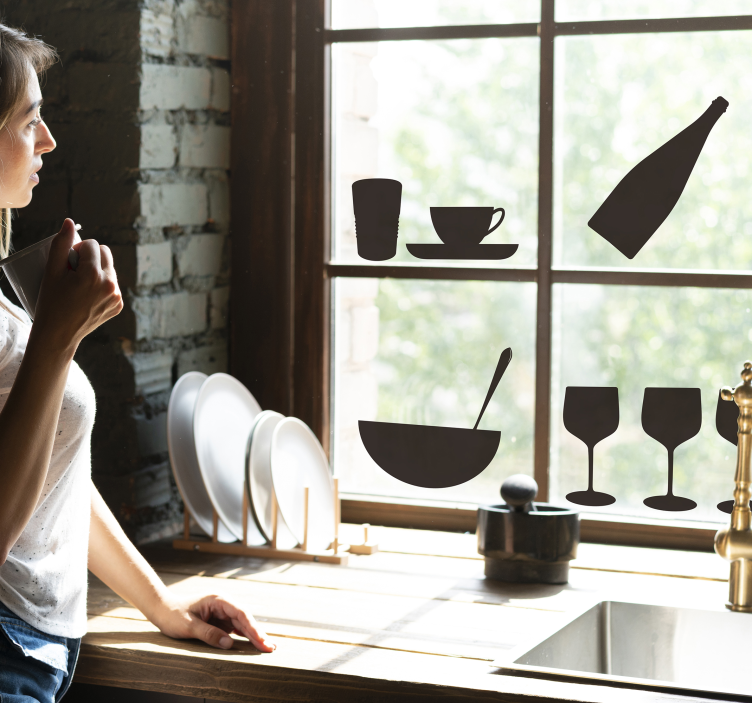 Flaschen und gläser Wandtattoo Fenster - TenStickers