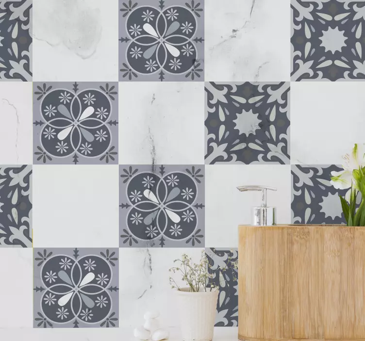 Fliesenaufkleber blaue ursprüngliche Blume - TenStickers