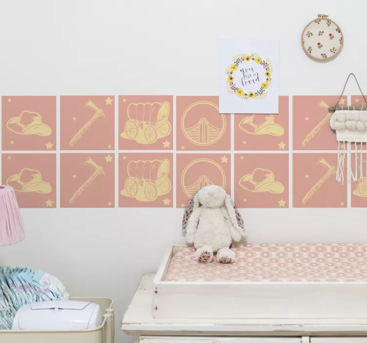 Fliesenaufkleber Cowboywagen - TenStickers